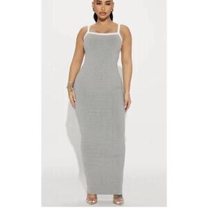 Fashion Nova Pamela Snatched Heather Grey Ribbed Maxi Dress Size 2X